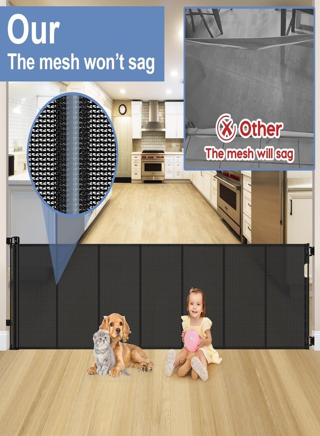 Sair pet Reinforced 120 Inch Extra Long Retractable Dog Gates for Doorways Extra Wide Pet Gate Indoor 10 Ft Retractable Baby Gates for Dogs 33 Inch Tall Mesh Baby Gate Long with Reinforced Strips, Black - Image 3