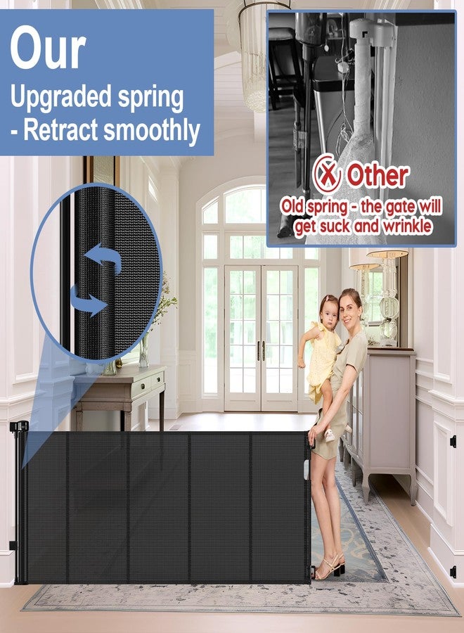 Sair pet Reinforced 120 Inch Extra Long Retractable Dog Gates for Doorways Extra Wide Pet Gate Indoor 10 Ft Retractable Baby Gates for Dogs 33 Inch Tall Mesh Baby Gate Long with Reinforced Strips, Black - Image 5