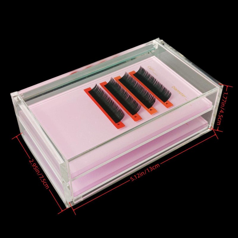 LIXIMMAZN Two Layers Eyelash Grafting Pallet with Cover, Dust-proof Acrylic Lash Tile holder, Eyelash Extensions Storage Gasket Pads 2 Tiers for Beginners Beauty Artist Salon (Pink) - Image 3