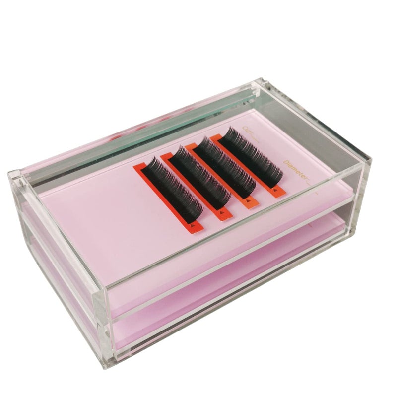 LIXIMMAZN Two Layers Eyelash Grafting Pallet with Cover, Dust-proof Acrylic Lash Tile holder, Eyelash Extensions Storage Gasket Pads 2 Tiers for Beginners Beauty Artist Salon (Pink) - Image 4