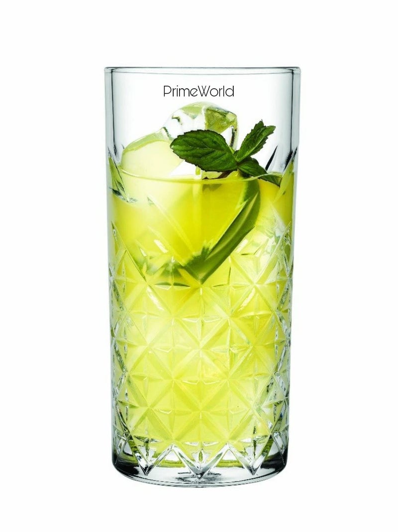 PrimeWorld كؤوس مياه طويلة من زجاج كريستال أوروبي خالي من الرصاص (300 مل) - مجموعة من 6 قطع - Image 4