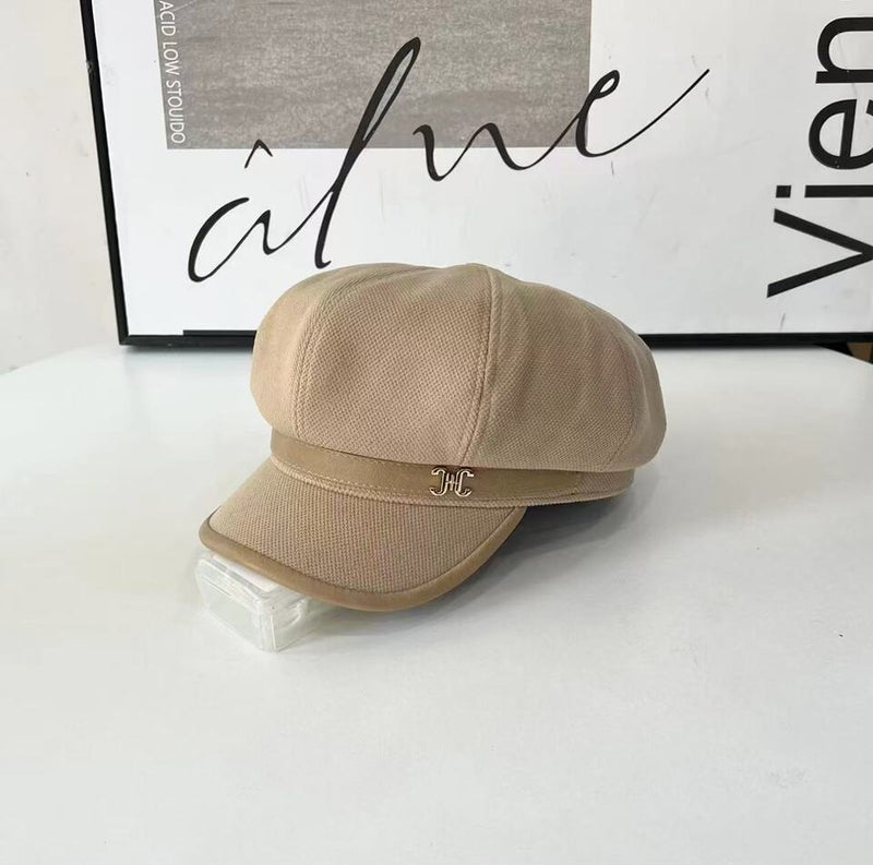 Beret Women Autumn Winter Black Trendy British  Short Brim Face Slimming Octagonal Hat - Image 1