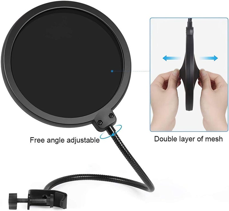 SHOPEE حامل كاميرا ويب، 28" حامل كاميرا ويب مع مشبك قابل للتعديل لتعليق المكتب، حامل ثلاثي القوائم بمقص قابل للتعديل مع برغي مدمج 1/4" ذراع طويل مرن حامل دوار (حامل ميكروفون وفلتر صوت) - Image 2