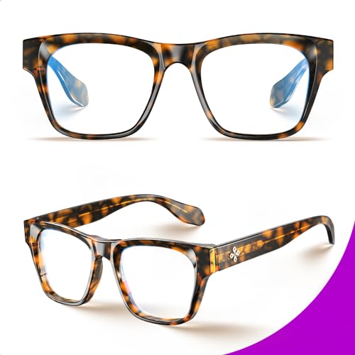 VISOONE Tortoise Square Blue Light Blocking Glasses TR90 Anti Glare for Women Men BONA - Image 3