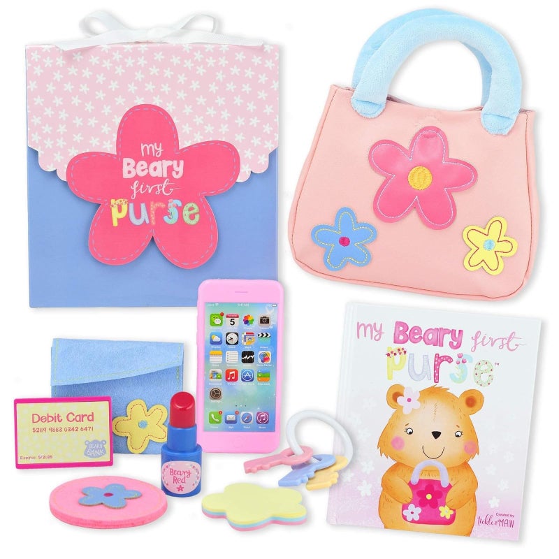 Tickle & Main My Beary First Purse Playset Baby Girl Purse - 9-Piece Faux Leather Pink Ages 1+ - Storybook & Accessories for Imaginative Play - Birthday Gift for One Year Old Girl - Image 1