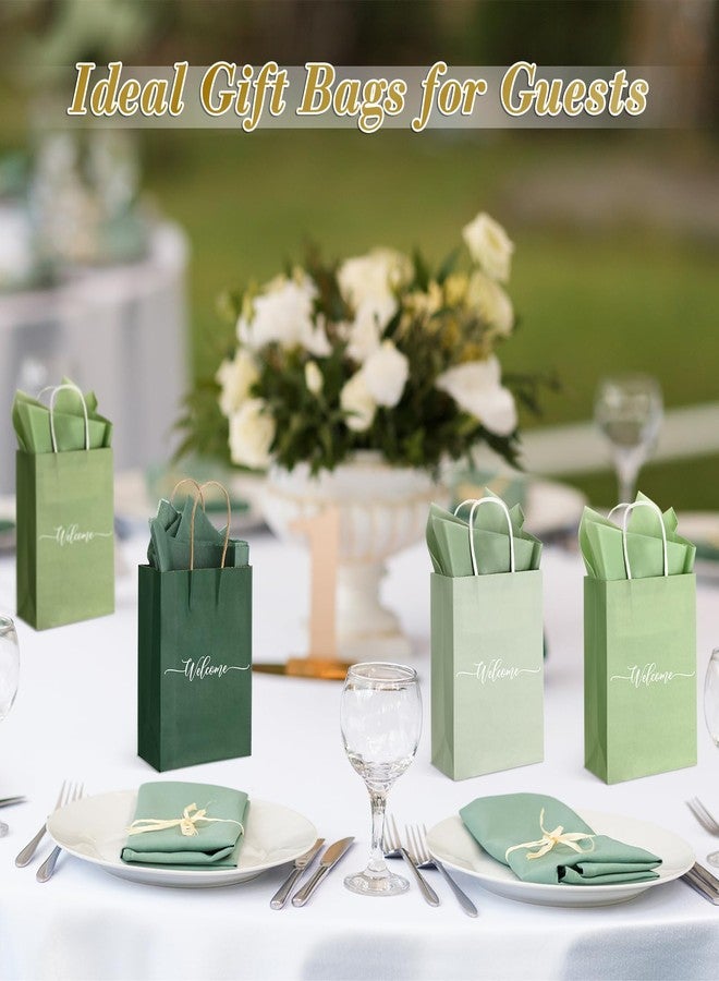 Kolldenn 75 Sets Sage Green Wedding Welcome Bags Bulk Handle Tissue Paper 8.6"x5.9"x3.2" Paper Church Welcome Bag Gift Bag for Visitor Hotel Guest Birthday Baby Shower Bridal Bridesmaid Party Favor - Image 5