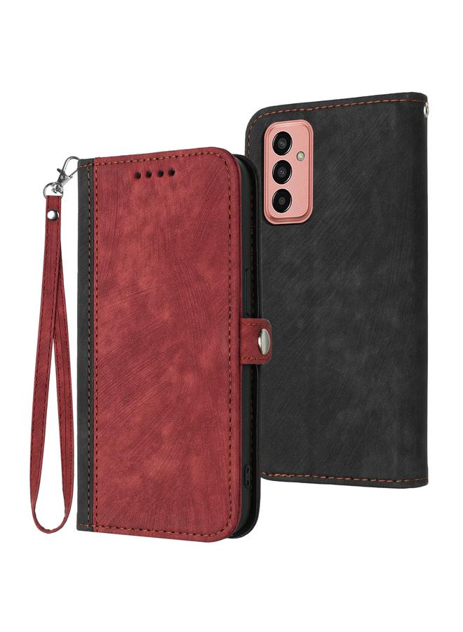 اس-توب جراب هاتف جلدي لهاتف Samsung Galaxy M13 هندي / F13 مع مشبك جانبي وحزام يد مزدوج الطي - Image 1