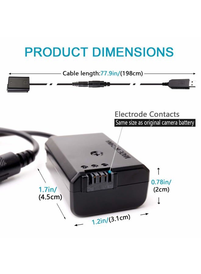 kocackoo AC-PW20 DC Coupler Replace of NP-FW50 Battery, USB Power Cable Replacement for AC Power Adapter, Dummy Battery for Sony A7 A7R A7S A7SII A6500 A6300 A6100 A6000 NEX5 DSC-RX10 II III IV - Image 5