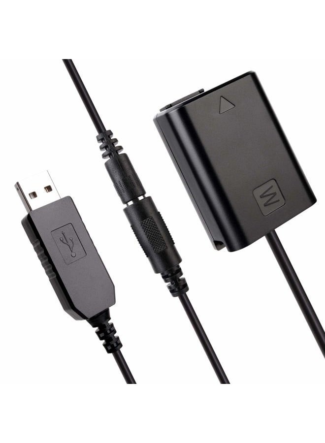 kocackoo AC-PW20 DC Coupler Replace of NP-FW50 Battery, USB Power Cable Replacement for AC Power Adapter, Dummy Battery for Sony A7 A7R A7S A7SII A6500 A6300 A6100 A6000 NEX5 DSC-RX10 II III IV - Image 1