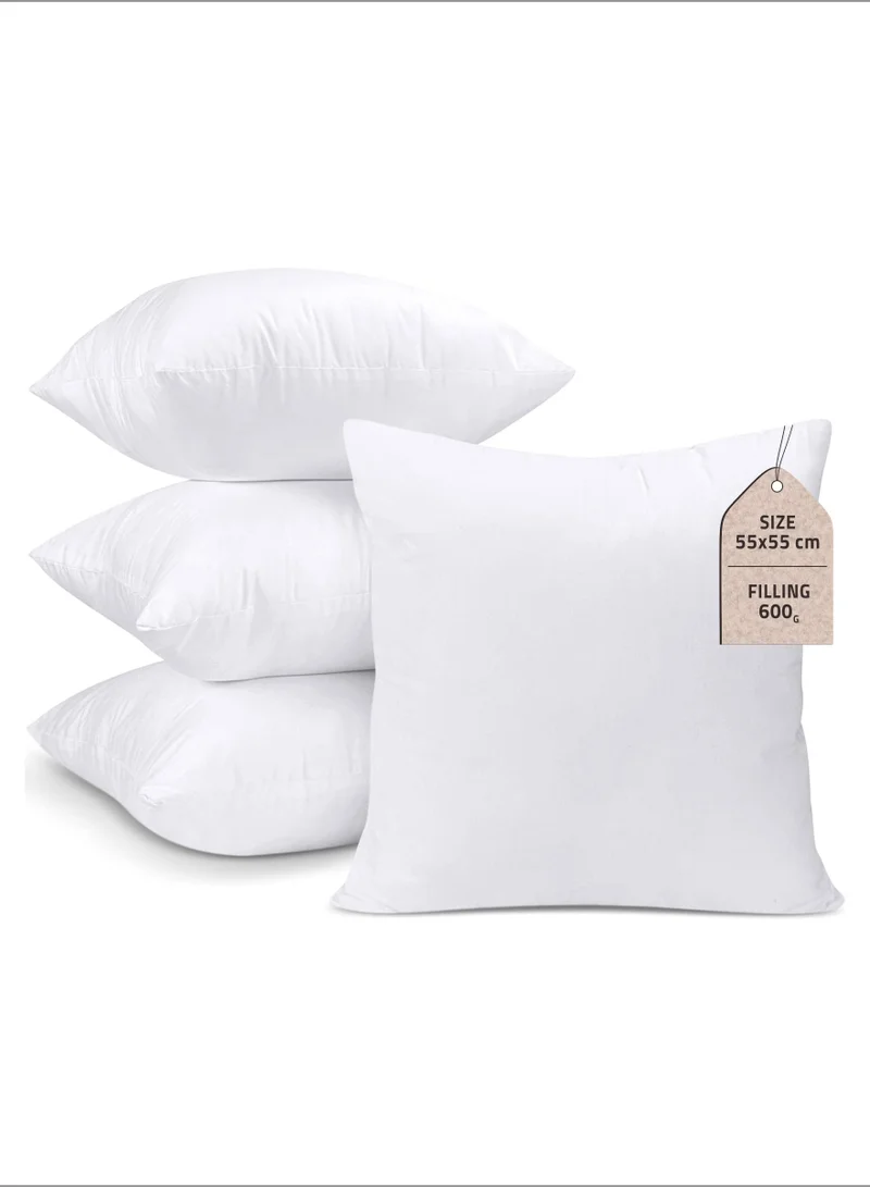 دوناتيلا Cushion Insert 2-Piece 55x55 cm – Soft Brushed Microfiber Throw Pillow Insert, Fluffy & Supportive, Ideal for Sofa, Couch, Chair & Bed, White