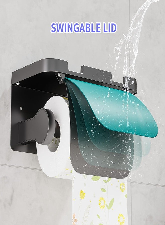 Liboer Toilet Paper Roll Holder with Phone Shelf and Protective CoverPaper Holder Fits Mega Rolls Wall Mount for Bathroom Kitench Washroom (with Cover Gray) - Image 4
