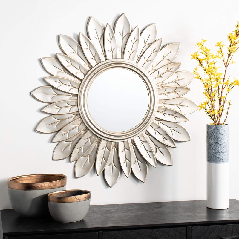 SAFAVIEH Home Alba Champagne Flower Sunburst 30inch Decorative Accent Mirror