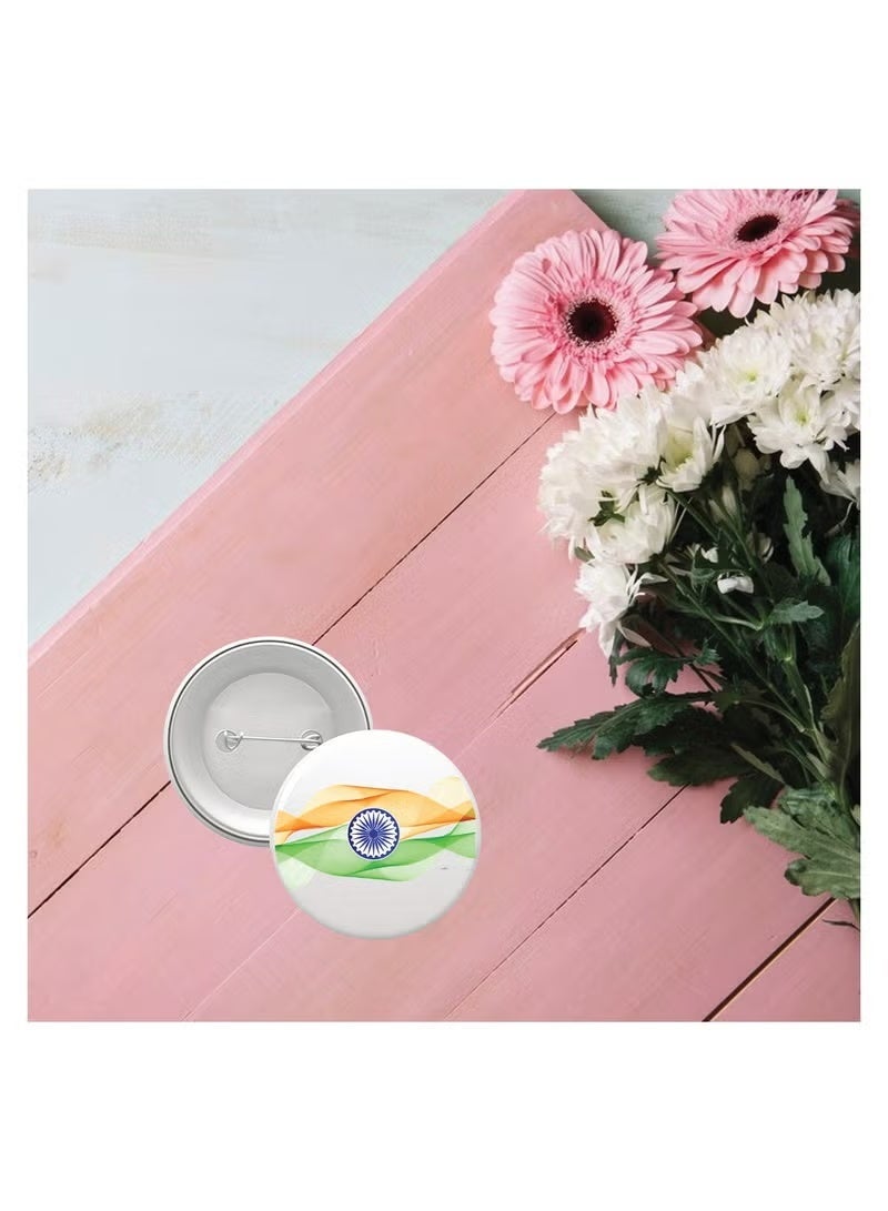 India Republic Day - Indian Round Pin-back Button Brooch Lapel Pin - India Flag Badges - - Image 2