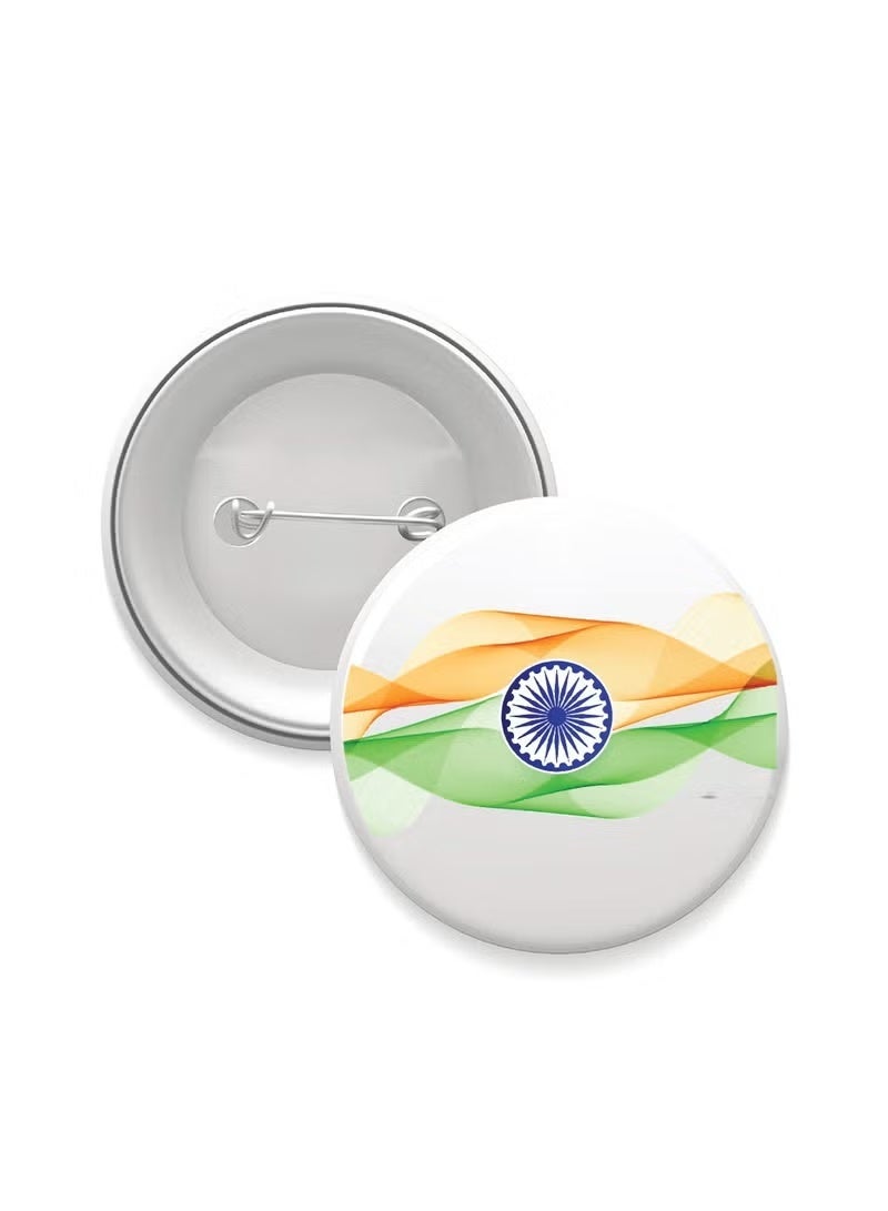 India Republic Day - Indian Round Pin-back Button Brooch Lapel Pin - India Flag Badges - - Image 1