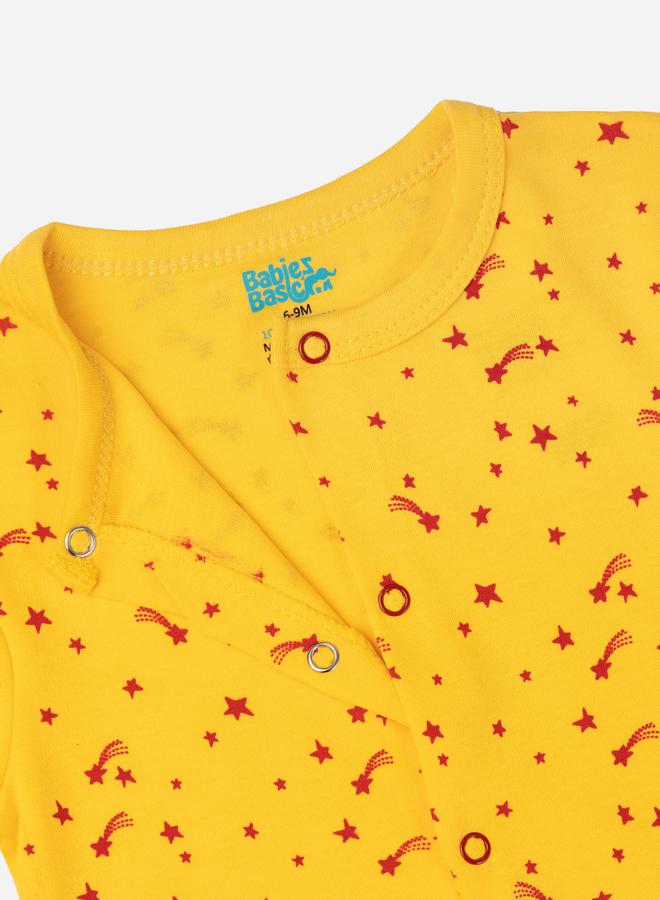 Babies Basic All-Over Star Print Cotton Long Sleeve Sleepsuit - Image 3