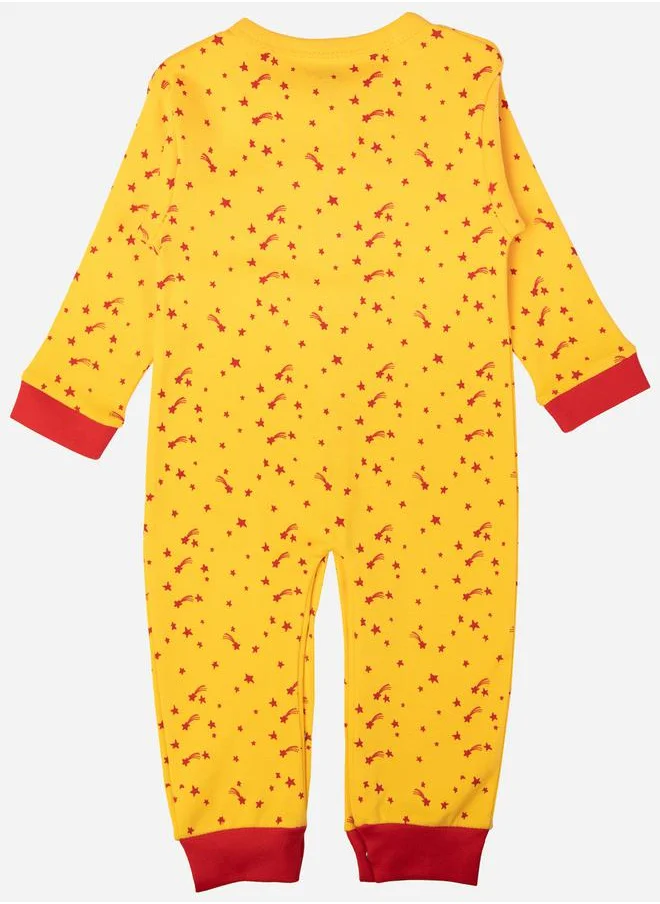 Babies Basic All-Over Star Print Cotton Long Sleeve Sleepsuit