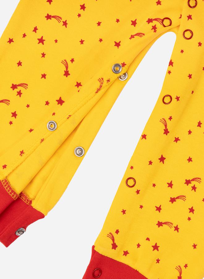 Babies Basic All-Over Star Print Cotton Long Sleeve Sleepsuit - Image 4