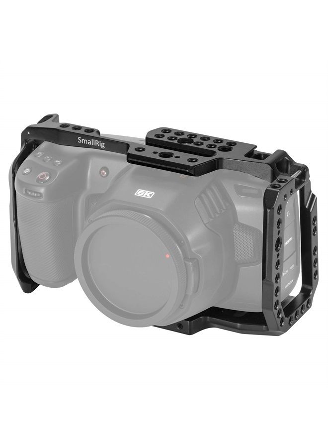 SMALLRIG [New Version] SMALLRIG BMPCC 4K & 6K Cage for Blackmagic Design Pocket Cinema Camera 4K & 6K w/Cold Shoe, NATO Rail – 2203 - Image 1