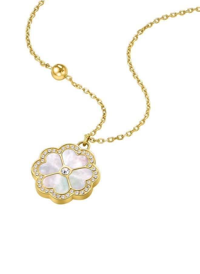 POLICE - Flora Gold Plated Ladies Necklace With Mother of Pearl 450+50MMPEJLN0003204 - Image 1