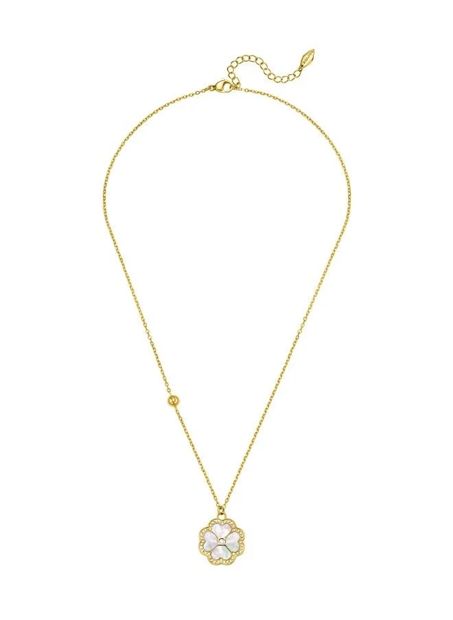 POLICE Flora Gold Plated Ladies Necklace With Mother of Pearl 450+50MMPEJLN0003204
