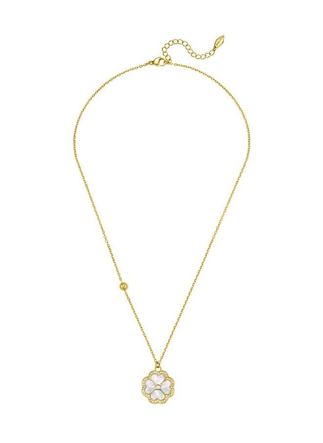 POLICE - Flora Gold Plated Ladies Necklace With Mother of Pearl 450+50MMPEJLN0003204 - Image 1