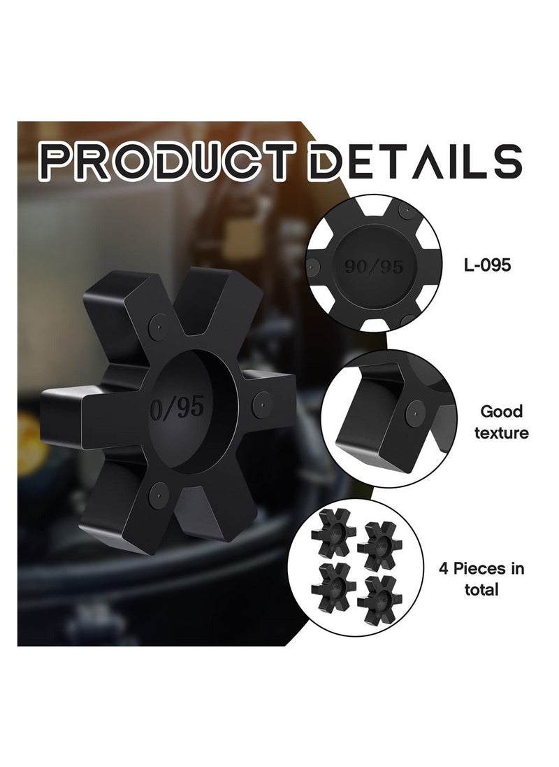 Y&D - Flexible NBR Rubber Spider Insert Solid Center Inserts Suitable for L Jaw Coupling Set, Hexagonal Cushion Black (4Pcs, L095) - Image 1