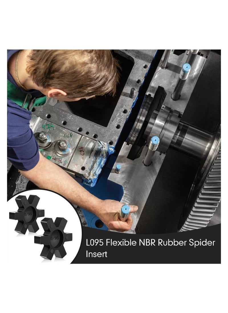 Y&D - Flexible NBR Rubber Spider Insert Solid Center Inserts Suitable for L Jaw Coupling Set, Hexagonal Cushion Black (4Pcs, L095) - Image 1