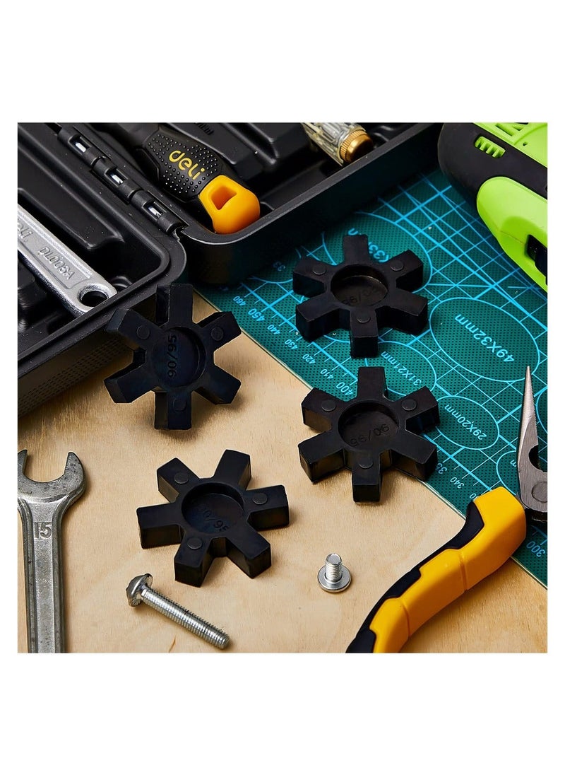 Y&D - Flexible NBR Rubber Spider Insert Solid Center Inserts Suitable for L Jaw Coupling Set, Hexagonal Cushion Black (4Pcs, L095) - Image 1