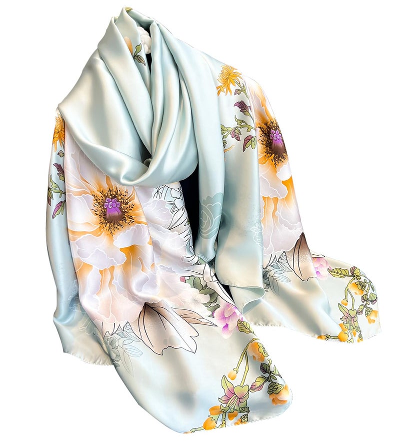 NUWEERIR Womens 100% Large Mulberry Silk Scarf Long Satin Scarf Fashion Lightweight Wraps - Image 4
