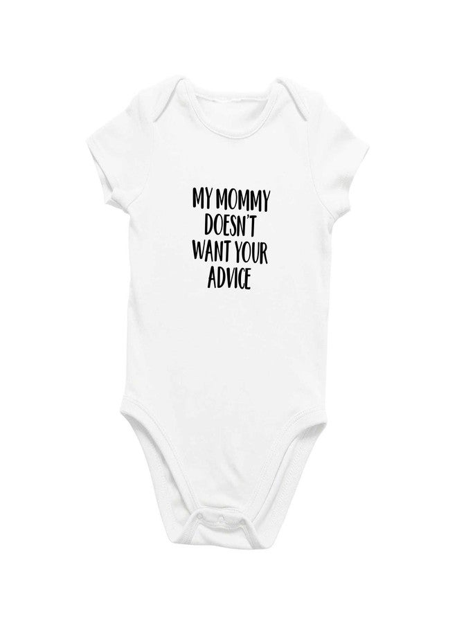 Printique baby girls Organic One Piece Short Sleeve Funny Trendy Minimal 0-12 Months My Mommy Doesn't Want BodySuit, White, 3-6 Months - Image 1