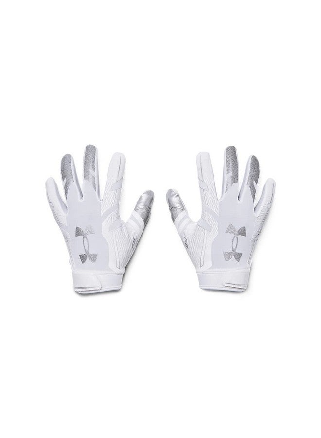 اندر ارمر قفازات كرة القدم F8 للرجال من Under Armour، (100) / أبيض / فضي معدني، مقاس صغير - Image 1
