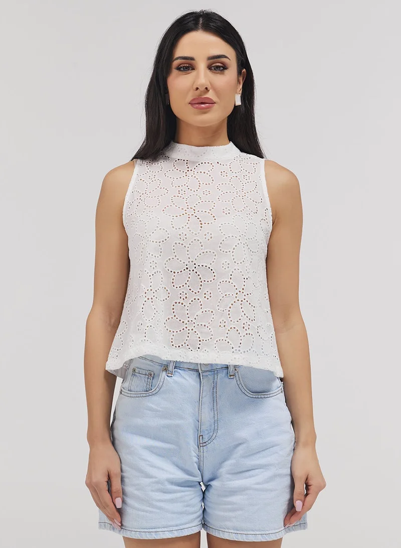 زجزاج High Neck Sleeveless Cutlon Top