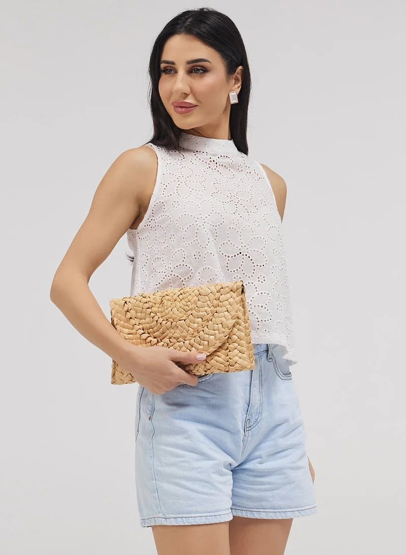 Zigzag High Neck Sleeveless Cutlon Top