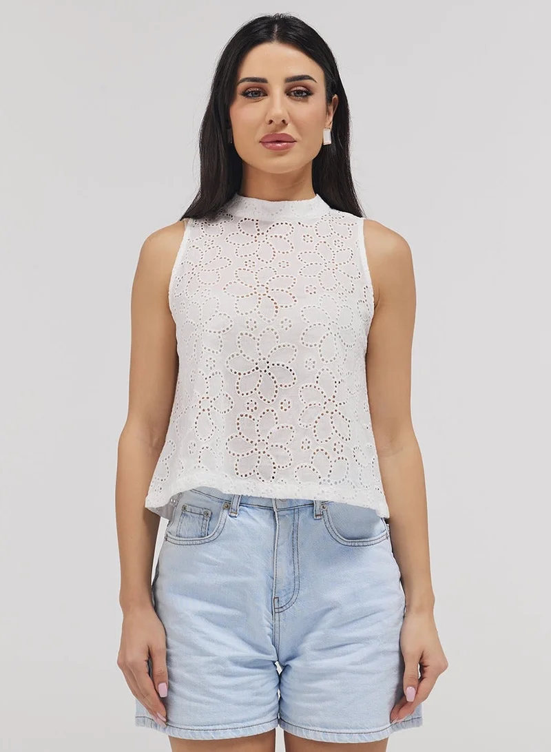 زجزاج بلوزة بدون أكمام بياقة عالية من القطن