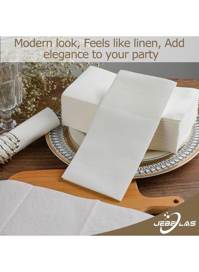 Jebblas Disposable Napkins Cloth Like Napkins with Built-in Flatware Pocket Prefolded Dinner Napkins Napkins Prefolded for Silverware for Weddings,Parties or Events(White,16 x 16 inches,150 Count) - Image 5