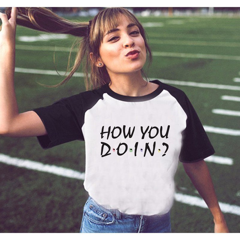 Wish Popular Short-Sleeved T-Shirt Friends Letter T-Shirt Men And Women Plus Size Printing - Image 1