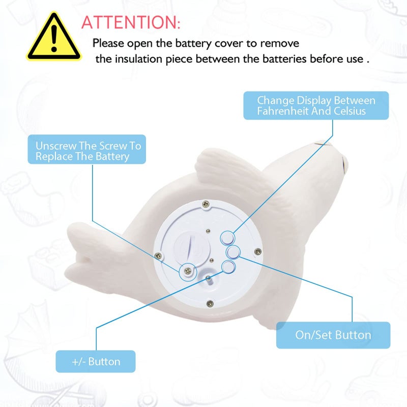 Doli Yearning Upgrade Baby Bath Thermometer Room Temperature| Water Thermometer|Kids' Bathroom Safety Products| Baby Bath(Seal Shape)â„ƒ/â„‰, LCD - Image 4