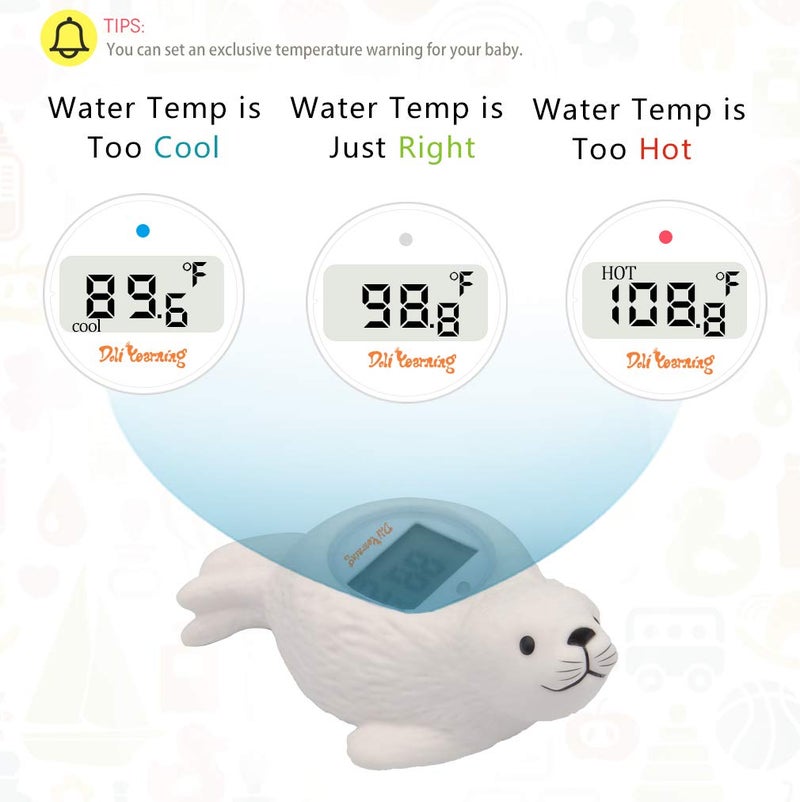 Doli Yearning Upgrade Baby Bath Thermometer Room Temperature| Water Thermometer|Kids' Bathroom Safety Products| Baby Bath(Seal Shape)â„ƒ/â„‰, LCD - Image 3