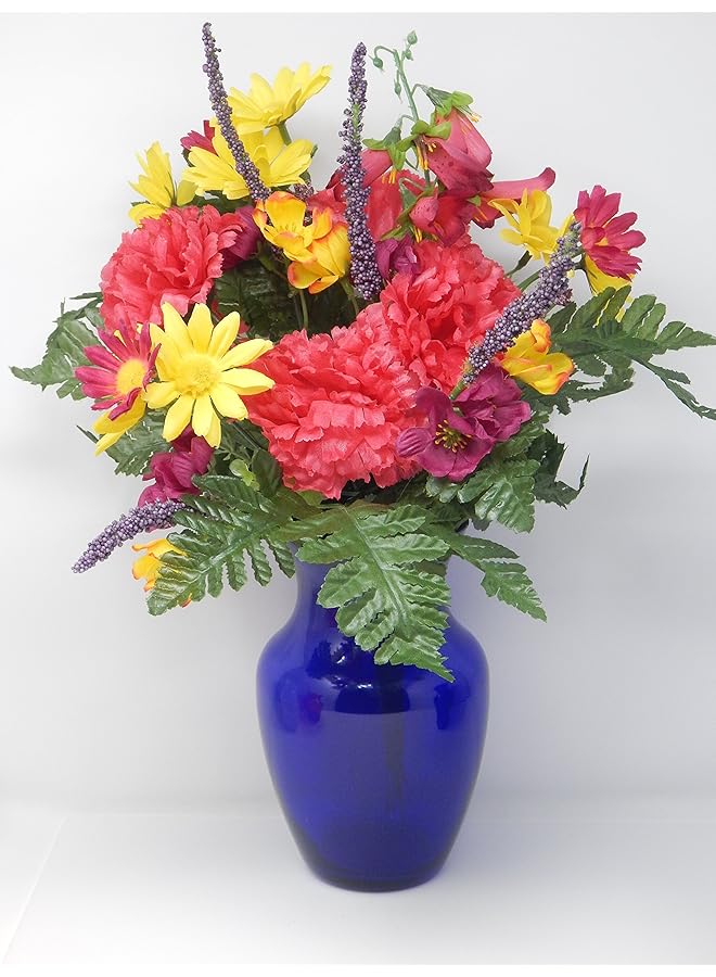 إيروريكس كتيب دليل مزهرية ورد 999 باللون الأزرق الكوبالت مقاس 8 بوصات ومزهرية زجاجية مزخرفة للترتيبات الزهرية لحفلات الزفاف والديكور المنزلي أو المكتب. - Image 4