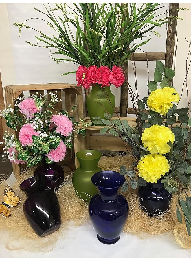 إيروريكس كتيب دليل مزهرية ورد 999 باللون الأزرق الكوبالت مقاس 8 بوصات ومزهرية زجاجية مزخرفة للترتيبات الزهرية لحفلات الزفاف والديكور المنزلي أو المكتب. - Image 3