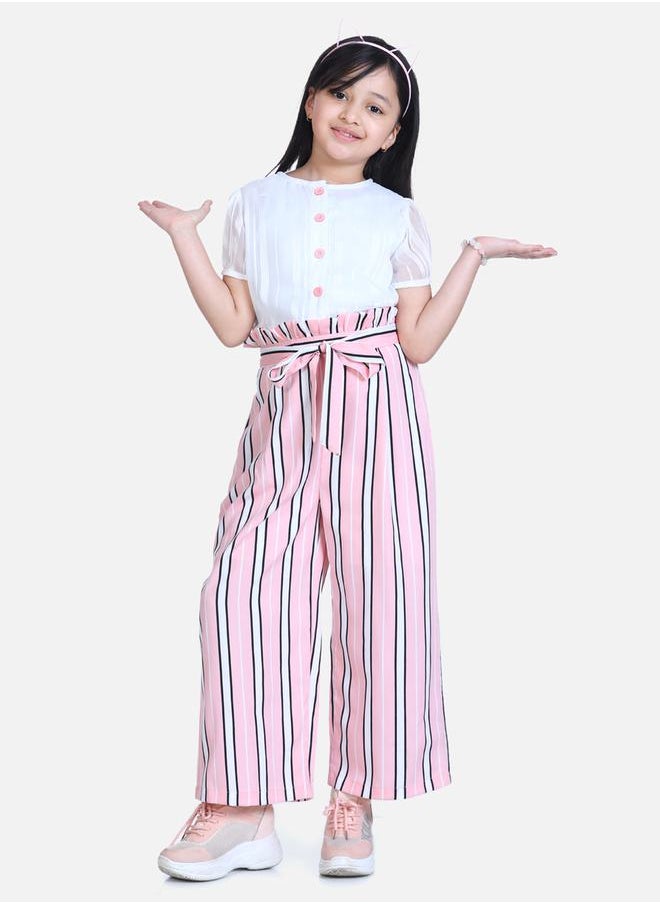 Styli - Lurex Button Detail Top and Paperbag Waist Wide Leg Pant Set - Image 1