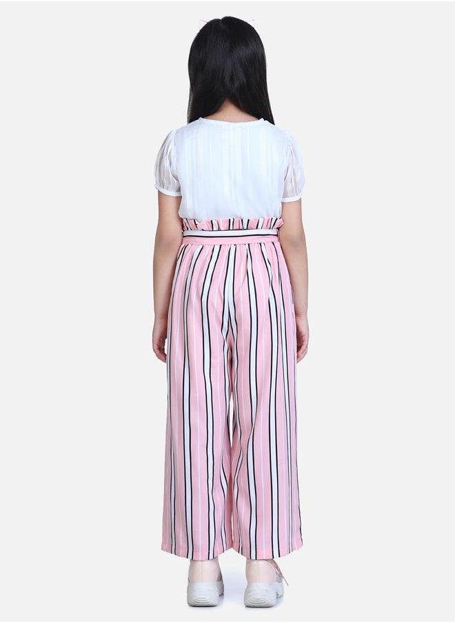 Styli - Lurex Button Detail Top and Paperbag Waist Wide Leg Pant Set - Image 1