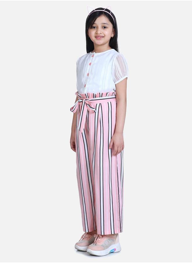 Styli - Lurex Button Detail Top and Paperbag Waist Wide Leg Pant Set - Image 1