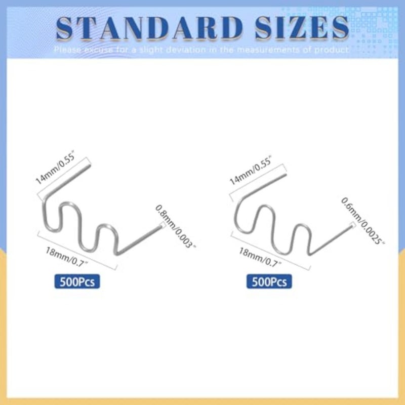 1000pcs Welding S Wave Staples, 2 Size Welding Staples, Stainless Steel Hot Staple kit, Automotive Bumper Repair Staple, Automotive Bumper Repair Weldings Wire Nails - Image 2