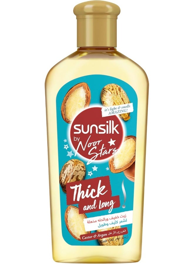Sunsilk Noor Stars Hair Oil, For Thin Hair, Thick & Long, 3x Thicker Hair With Castor & Argan Oil, 250 ml - Image 1