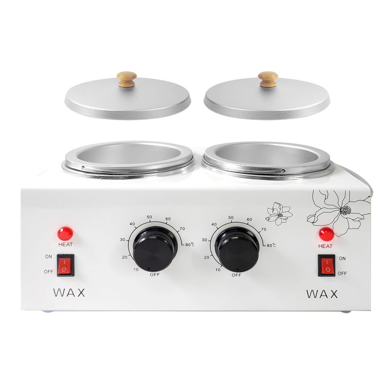 12L Double Portable Wax Warmer Machine for Painless Hair Removal Women Men Professional Wax Heater with Adjustable Temperature Set 40pcs Sticks