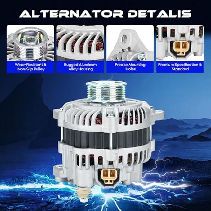 SEHNSUCHT Alternator Replacement New Fit for NISSAN Pathfinder 2004, for 350Z 2003-2006, for INFINITI G35 2003-2006, for FX35 2003-2008, V6 3.5L, Replace for A003TG0191, 13900N, 2104211,3341434 - Image 2