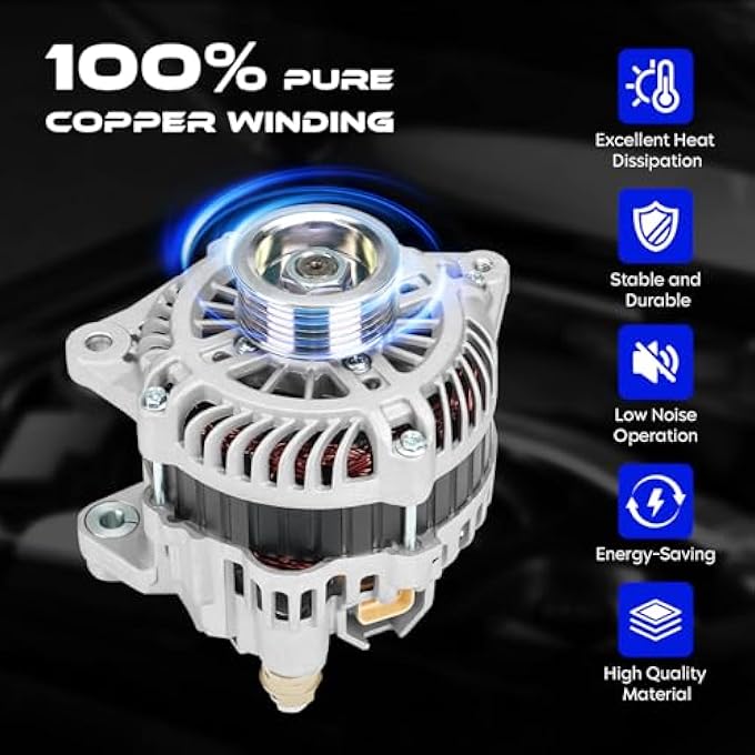 SEHNSUCHT Alternator Replacement New Fit for NISSAN Pathfinder 2004, for 350Z 2003-2006, for INFINITI G35 2003-2006, for FX35 2003-2008, V6 3.5L, Replace for A003TG0191, 13900N, 2104211,3341434 - Image 5