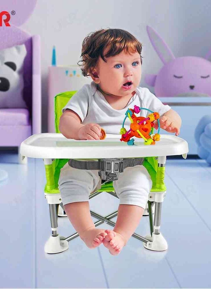 UKR UKR Portable Baby Chair - Foldable Soft & Cozy Infant Safe Seating for Comfort and Support | Ideal for Lounging Playtime Outdoor Indoor with Removable Tray (Green) - Image 2