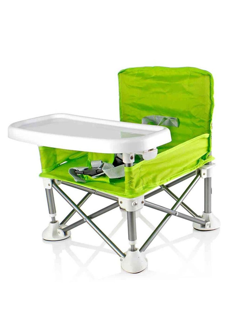 UKR UKR Portable Baby Chair - Foldable Soft & Cozy Infant Safe Seating for Comfort and Support | Ideal for Lounging Playtime Outdoor Indoor with Removable Tray (Green) - Image 1
